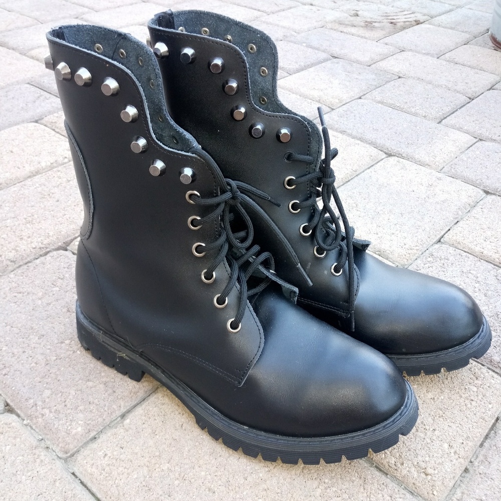 Black combat style boots